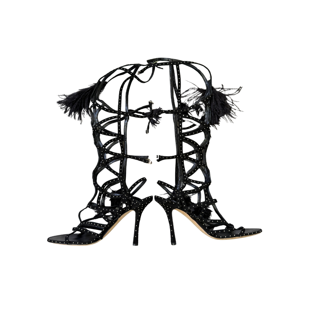 Christian Dior Studded Gladiator Feather Heels