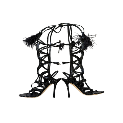 Christian Dior Studded Gladiator Feather Heels