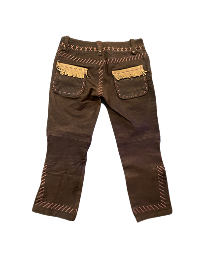Dsquared² Brown Leather Detailed Capri Pants