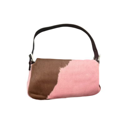 Fendi Pink/Brown Pony Hair Baguette Bag