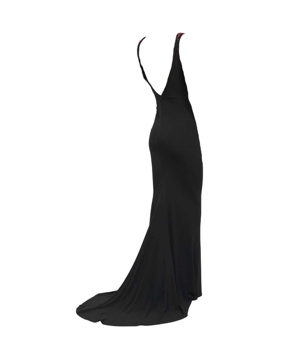 Dsquared² Beaded Low Back Cowl Neck Gown