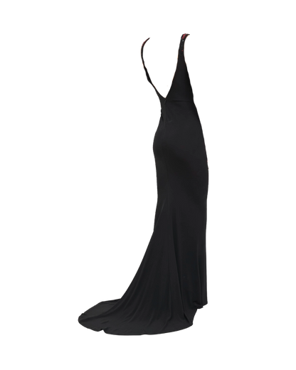 Dsquared² Beaded Low Back Cowl Neck Gown