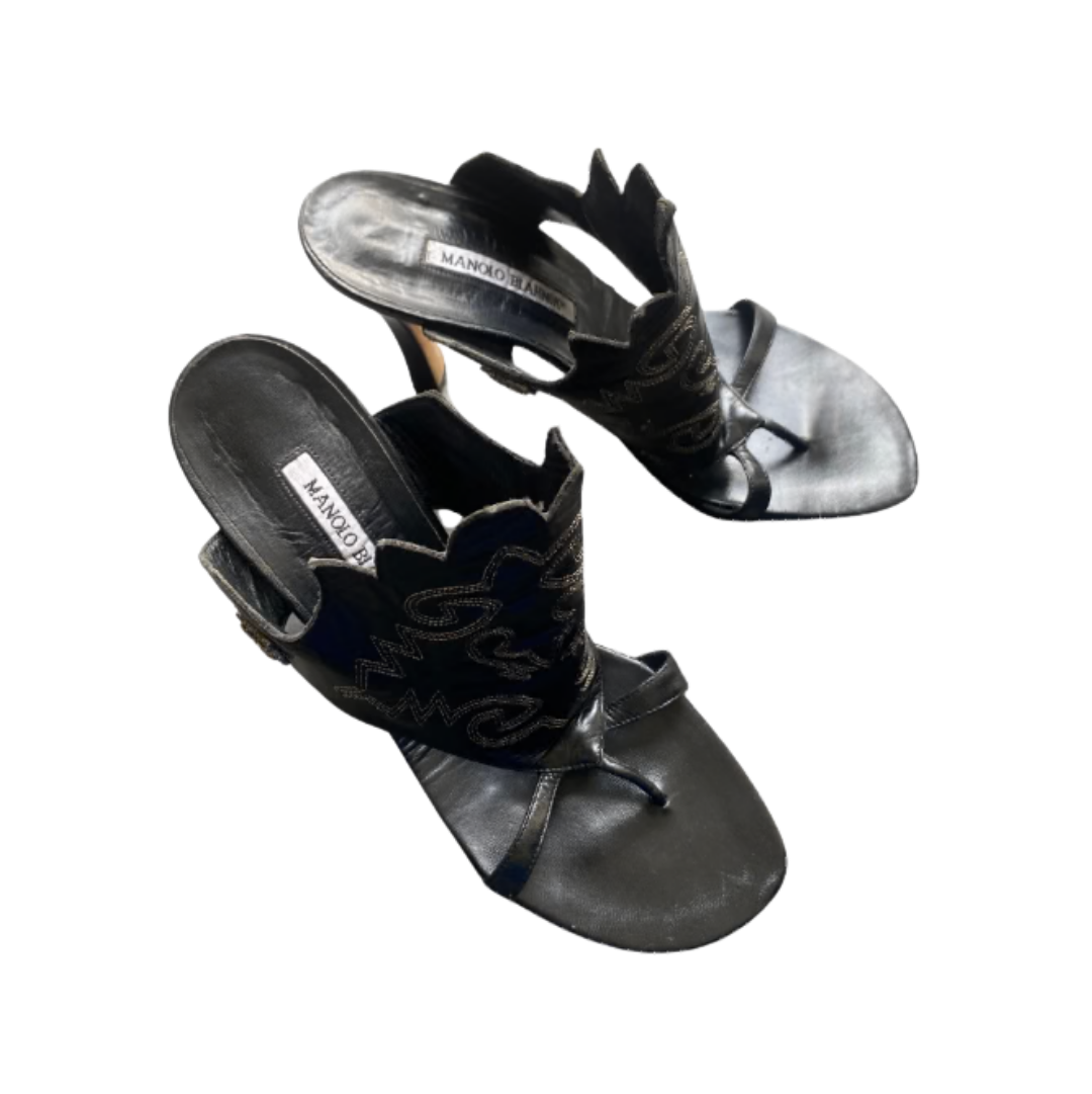 Manolo Blahnik Western Gladiator Mule Heels