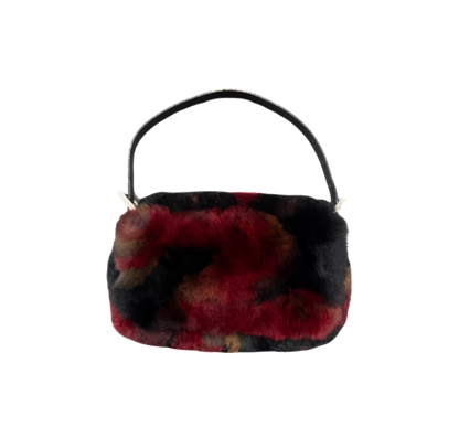 Fendi Red Tie Dye Rabbit Fur Baguette Bag
