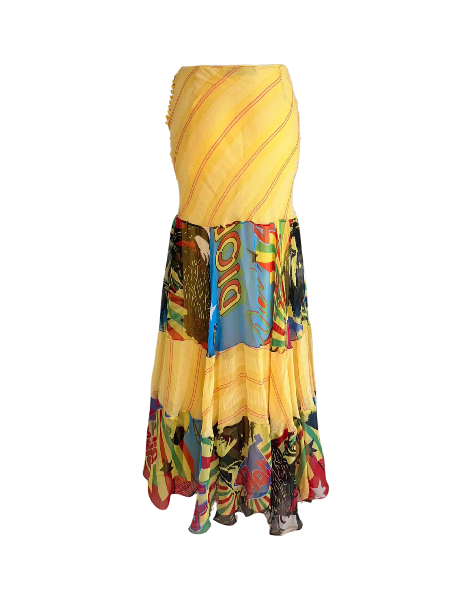 Christian Dior Rasta Mania Tiered Maxi Skirt