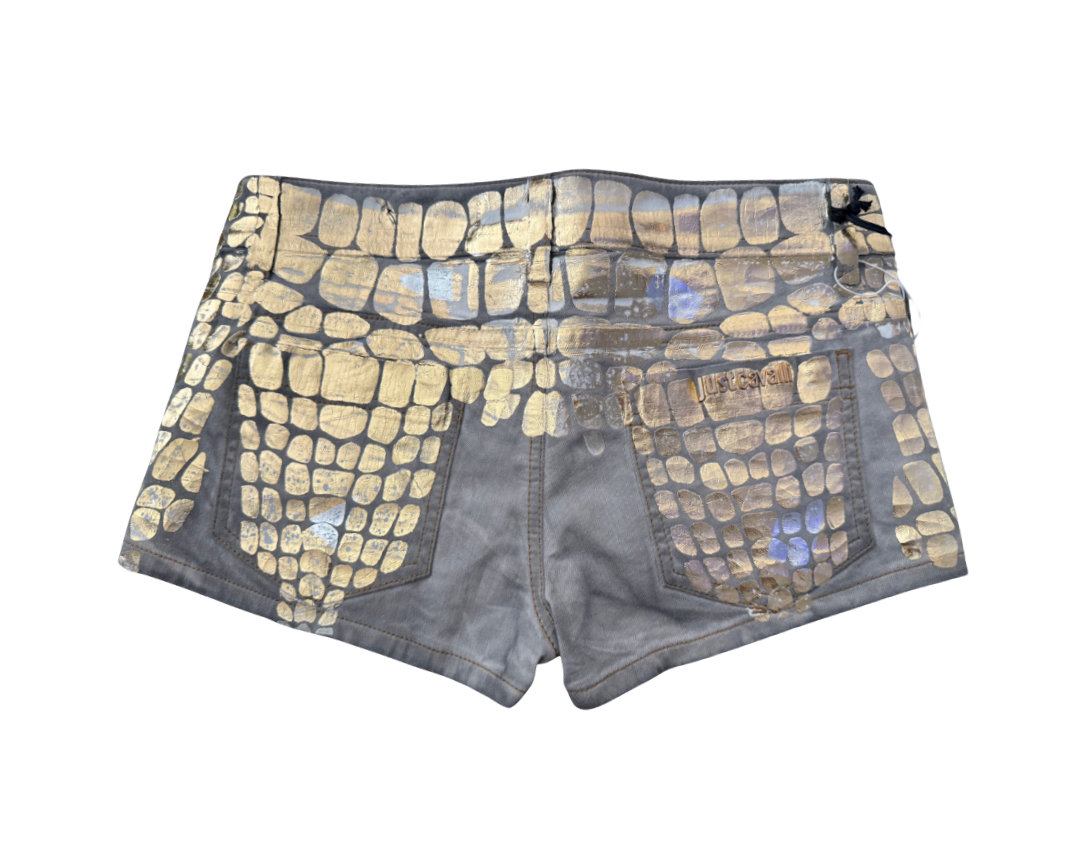 Just Cavalli Gold Scale Micro Mini Shorts