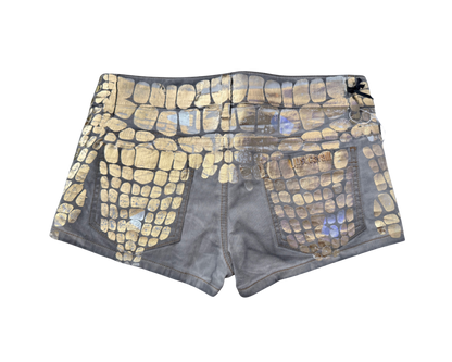 Just Cavalli Gold Scale Micro Mini Shorts