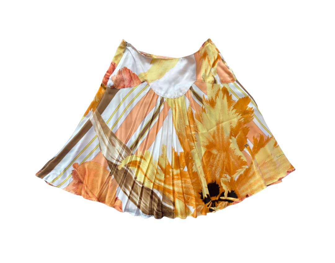 Roberto Cavalli Silk Floral Skirt