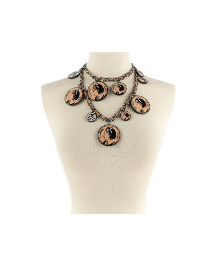 Chanel Pink Skull & Crossbones Charm Necklace/Belt