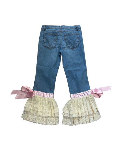 Dolce & Gabbana Lace Ruffle Denim Pants