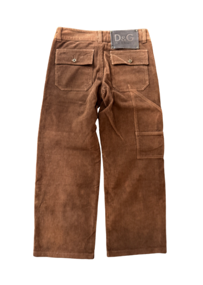 Dolce & Gabbana Brown Wide Leg Corduroy Carpenter Pants