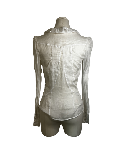 Gucci White Ruffle Button-Up Shirt