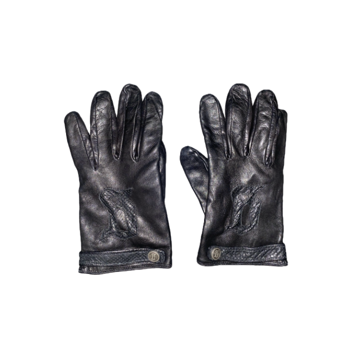 John Galliano Black Leather Gloves