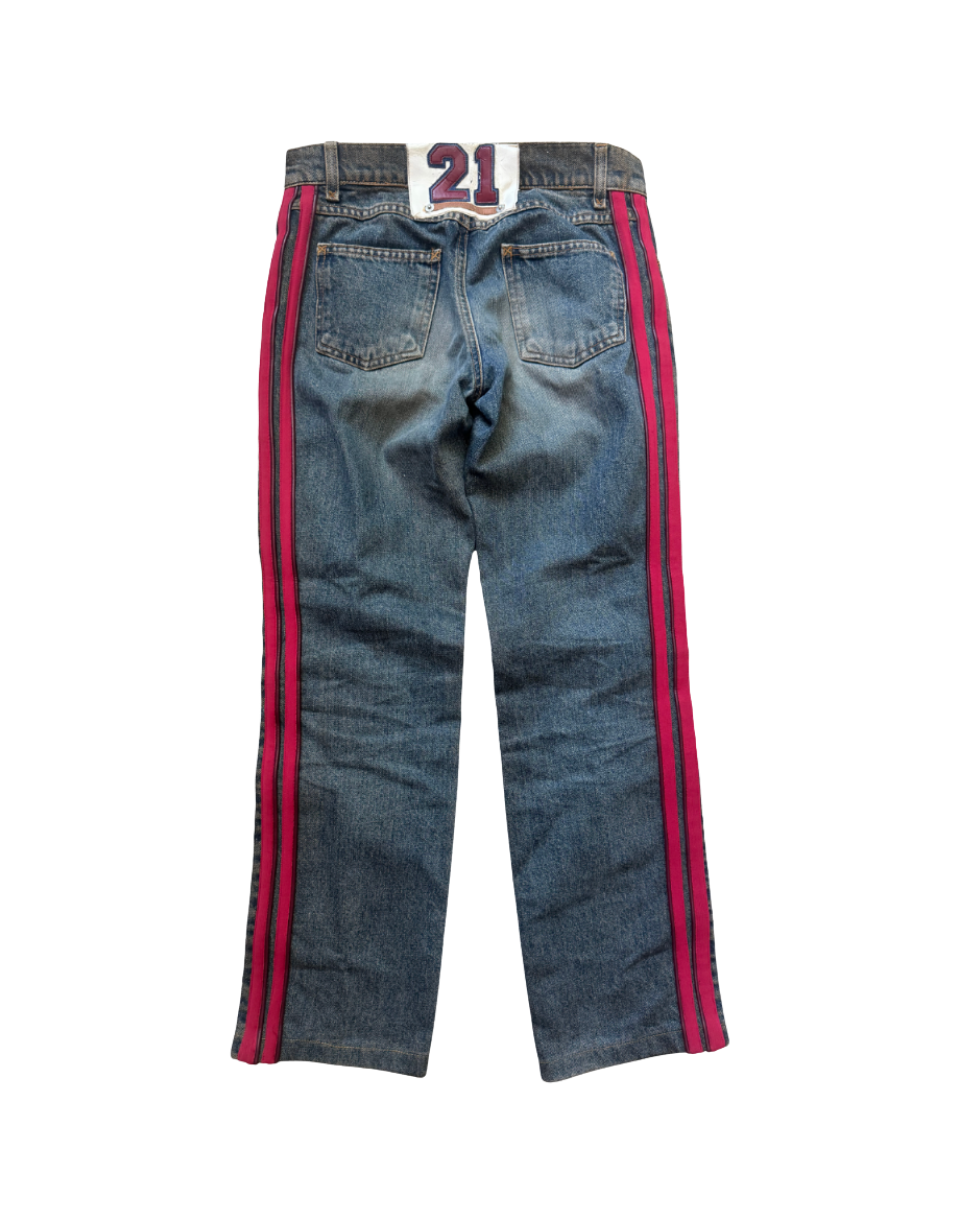 Dolce & Gabbana "21" Leather Striped Jeans