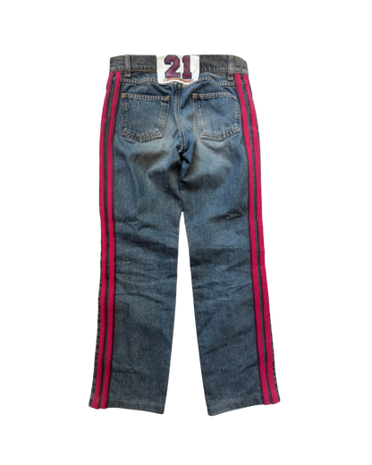 Dolce & Gabbana "21" Leather Striped Jeans