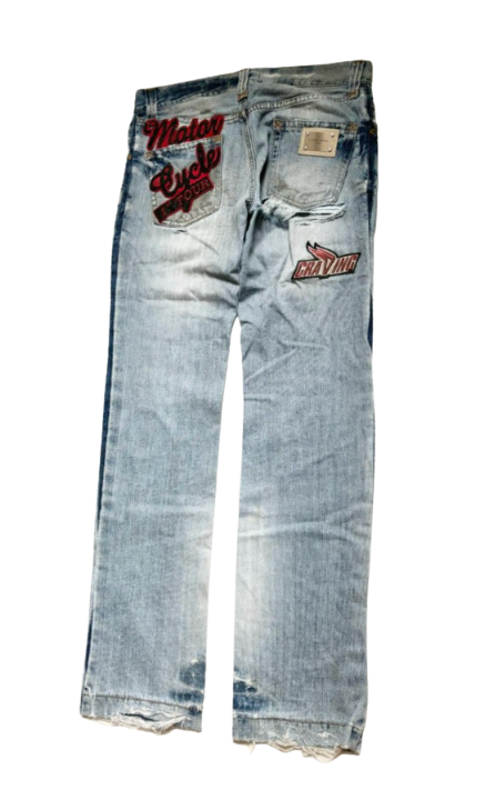 Dolce & Gabbana Ripped “Motorcycle” Light Wash Jeans