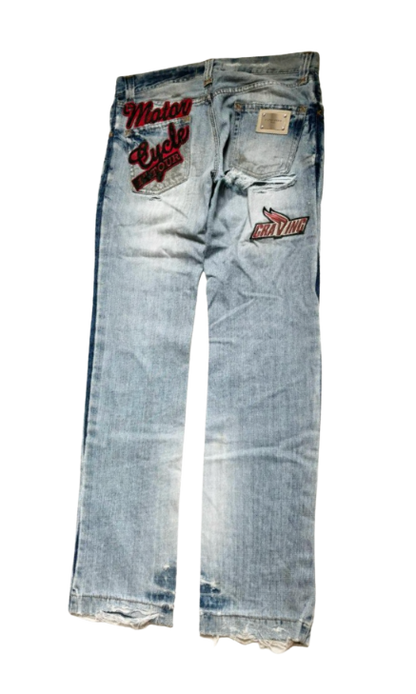 Dolce & Gabbana Ripped “Motorcycle” Light Wash Jeans