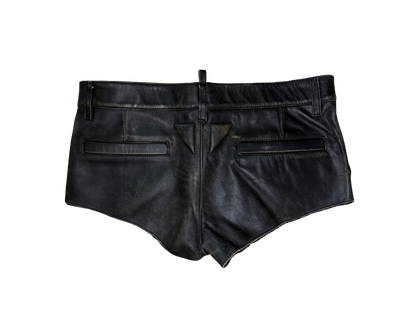 Dsquared² Black Leather Mini Micro Shorts