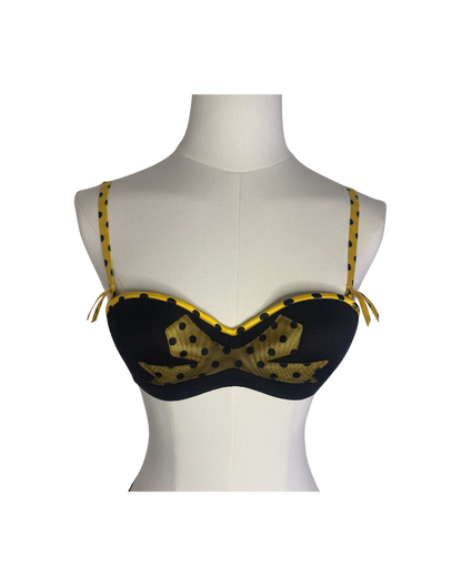 Chantal Thomass Yellow Polka Dot Mesh Detailed Bra
