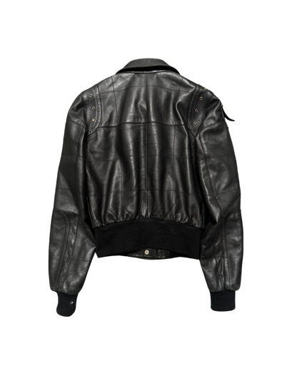 Dolce & Gabbana Black Leather Bomber Jacket