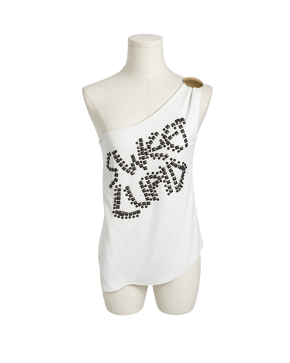 Dolce & Gabbana “Sweet Cupid” Studded One Shoulder Top