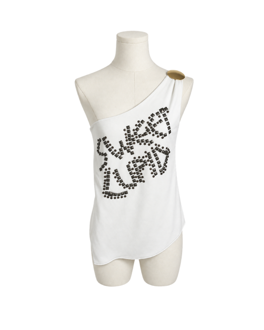 Dolce & Gabbana “Sweet Cupid” Studded One Shoulder Top