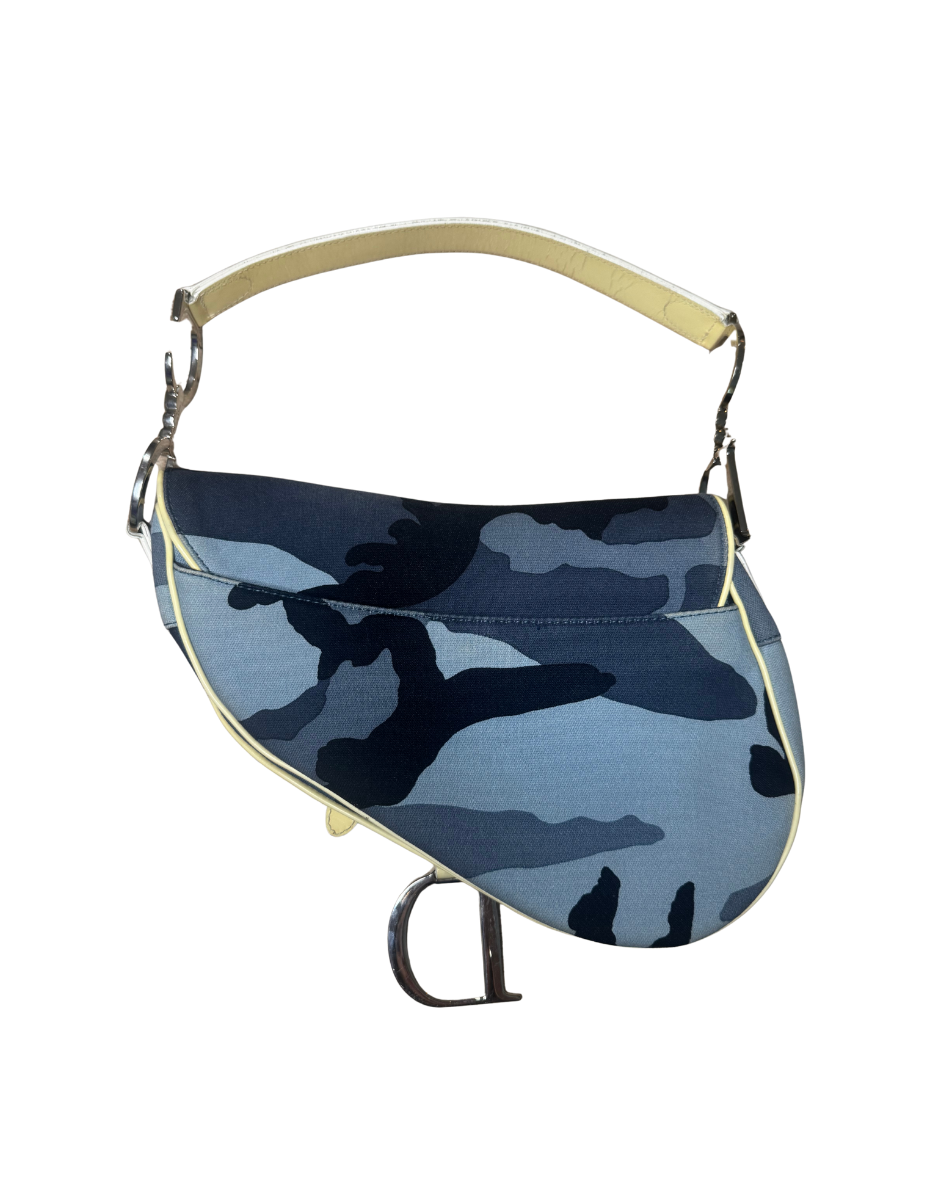 Christian Dior Blue Camouflage Saddle Bag