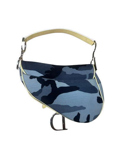 Christian Dior Blue Camouflage Saddle Bag
