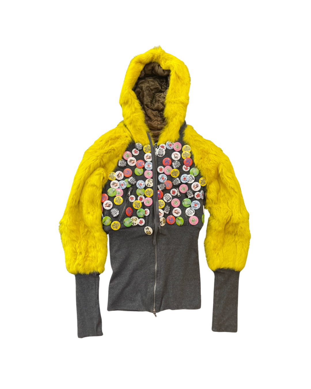 Dolce & Gabbana Yellow Fur Button Jacket