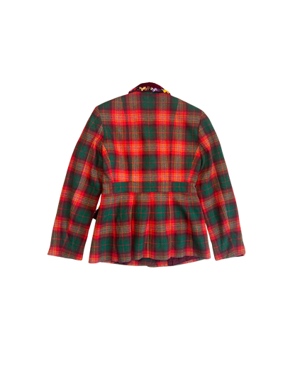 Moschino Cheap & Chic Red Plaid Velvet Blazer