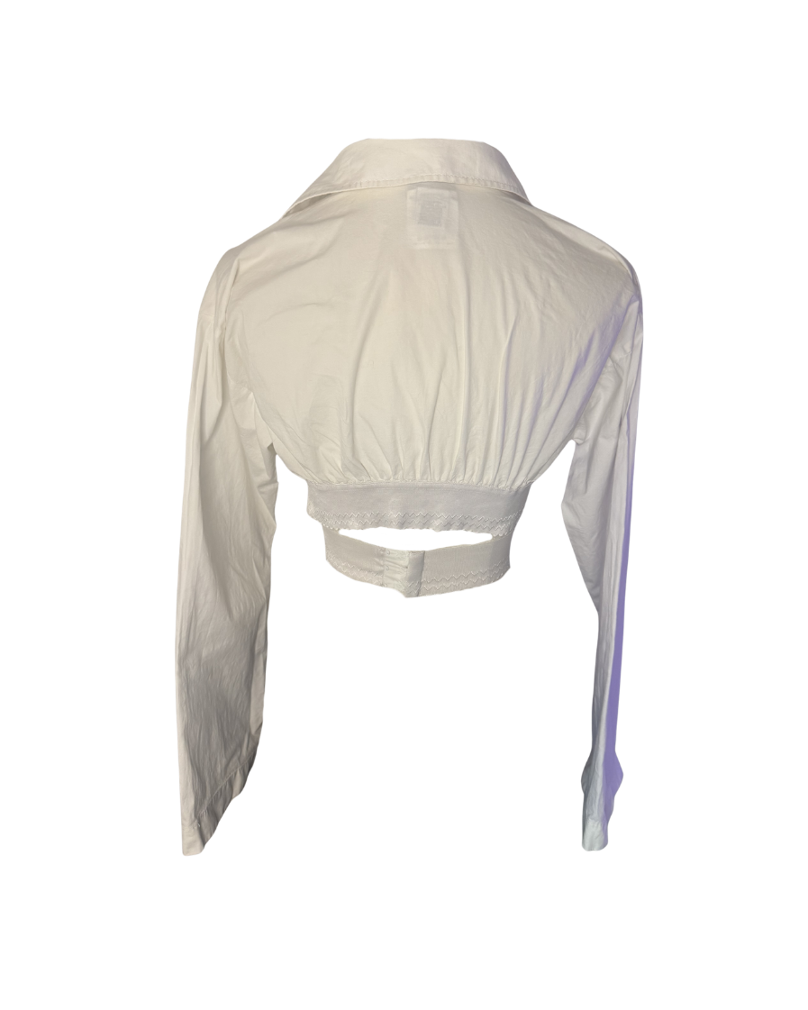 Dolce & Gabbana White Button-Up Elastic Wrap Top