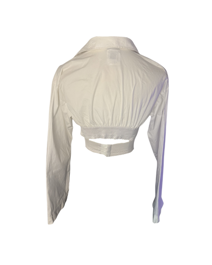 Dolce & Gabbana White Button-Up Elastic Wrap Top