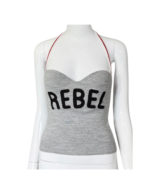 Dsquared² “Rebel” Knit Halter Top w/ Built-in Bra