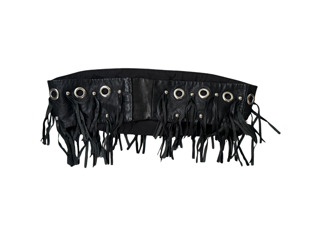 Dolce & Gabbana Leather Grommet Fringe Top