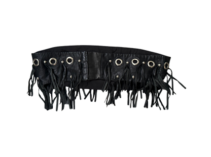 Dolce & Gabbana Leather Grommet Fringe Top