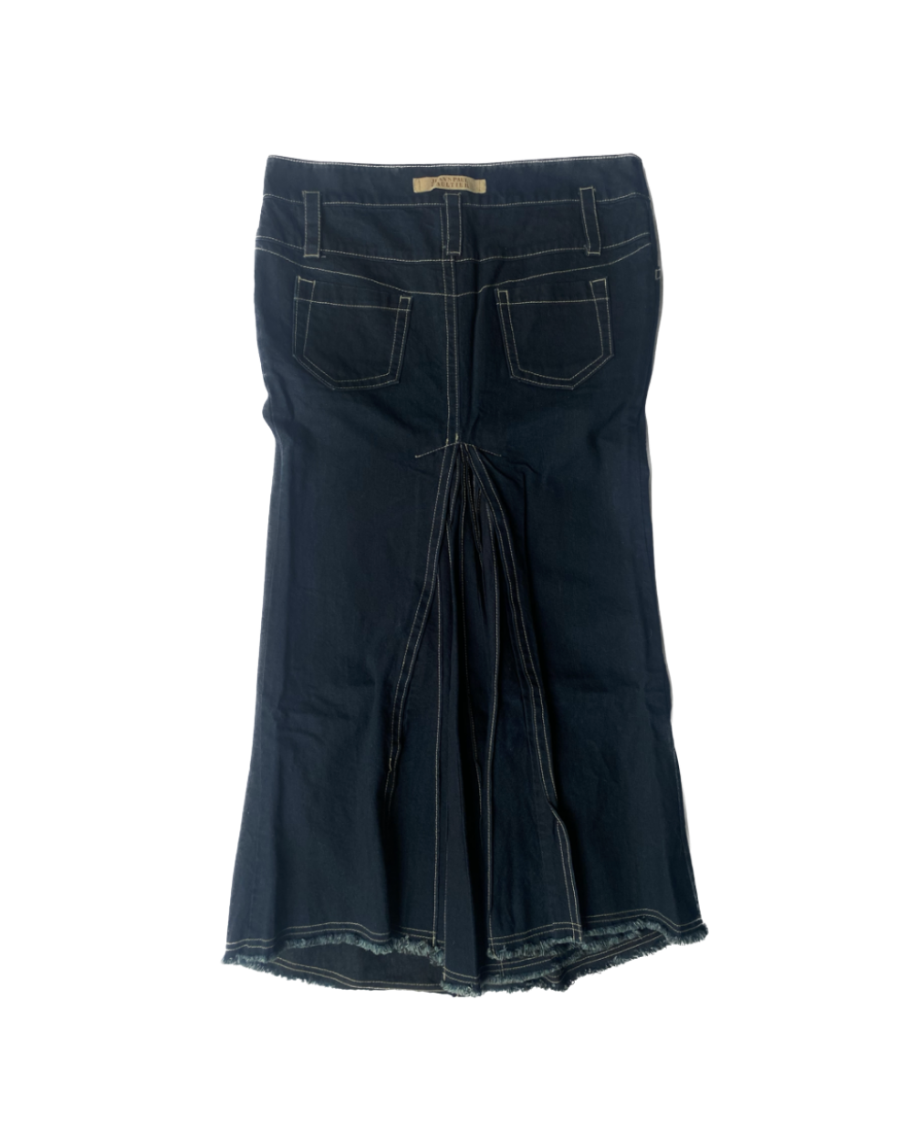Jean Paul Gaultier Denim Pleated Back Maxi Skirt
