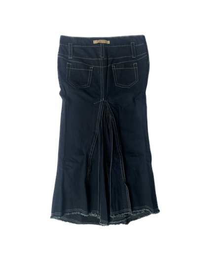 Jean Paul Gaultier Denim Pleated Back Maxi Skirt