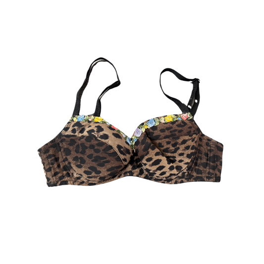 Moschino Leopard Bra with Floral Details