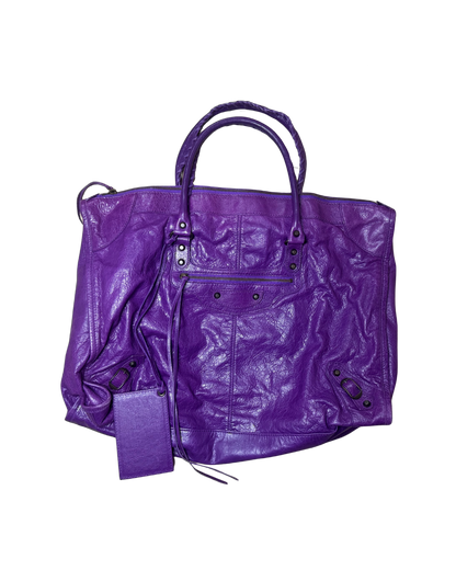 Balenciaga XL Purple Leather City Bag