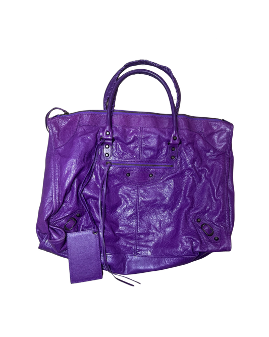 Balenciaga XL Purple Leather City Bag