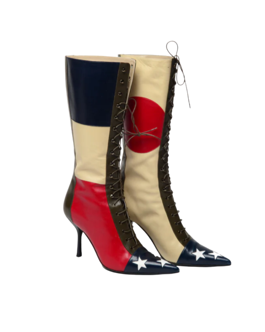 Moschino International Flag Star Tipped Boots