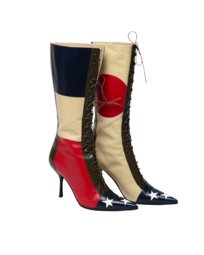 Moschino International Flag Star Tipped Boots