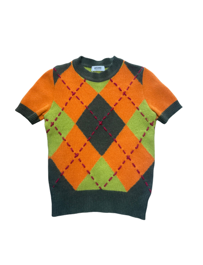 Moschino Cheap & Chic Argyle Knit Top