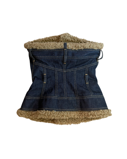 Dsquared² Fur Lined Denim Bustier Top