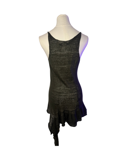 Yohji Yamamoto Sheer Knit Asymmetrical Mini Dress