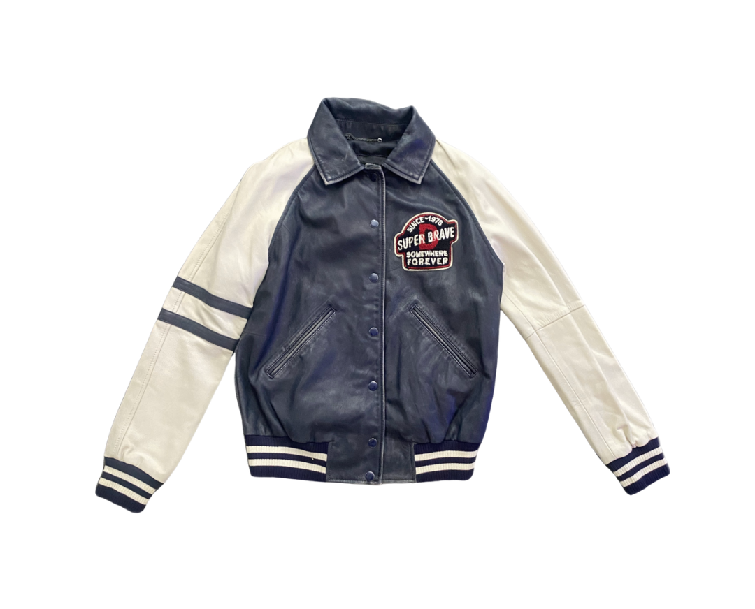 Diesel “Super Brave” Leather Baseball Jacket