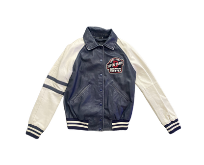 Diesel “Super Brave” Leather Baseball Jacket