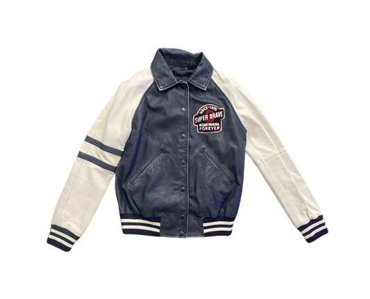Diesel “Super Brave” Leather Baseball Jacket