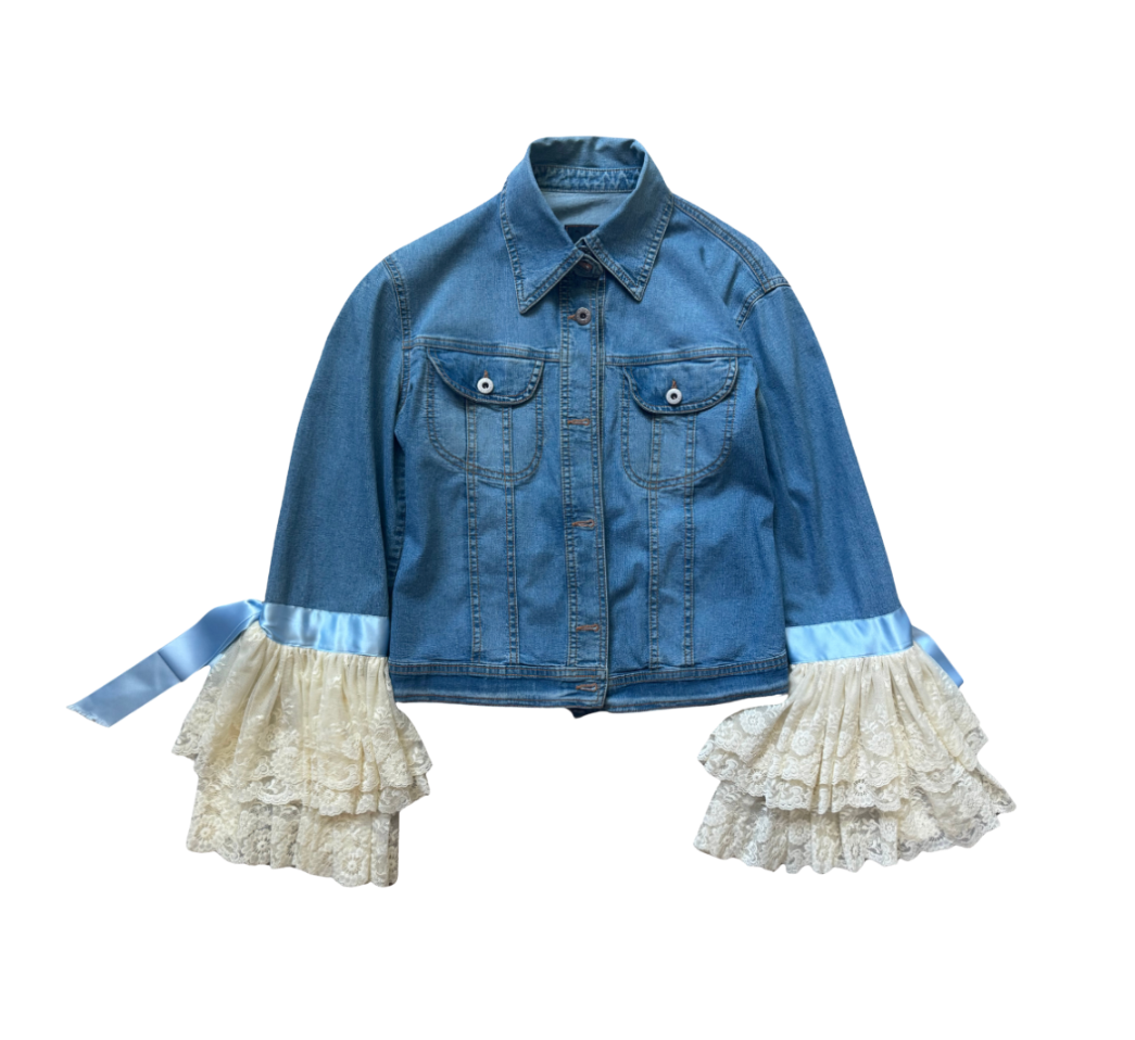 Dolce & Gabbana Lace Ruffle Denim Jacket