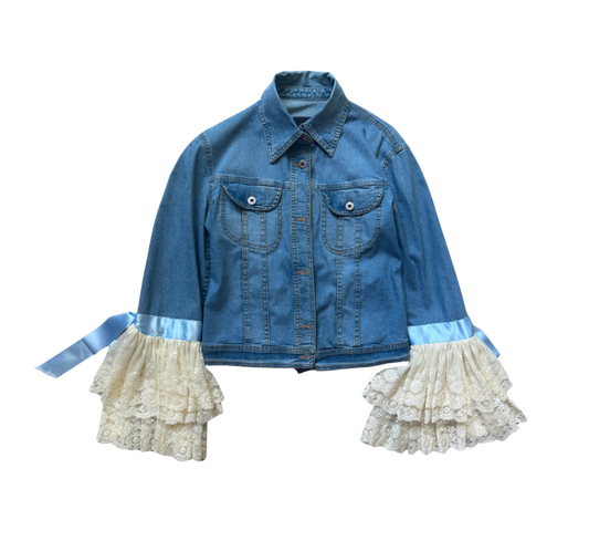 Dolce & Gabbana Lace Ruffle Denim Jacket